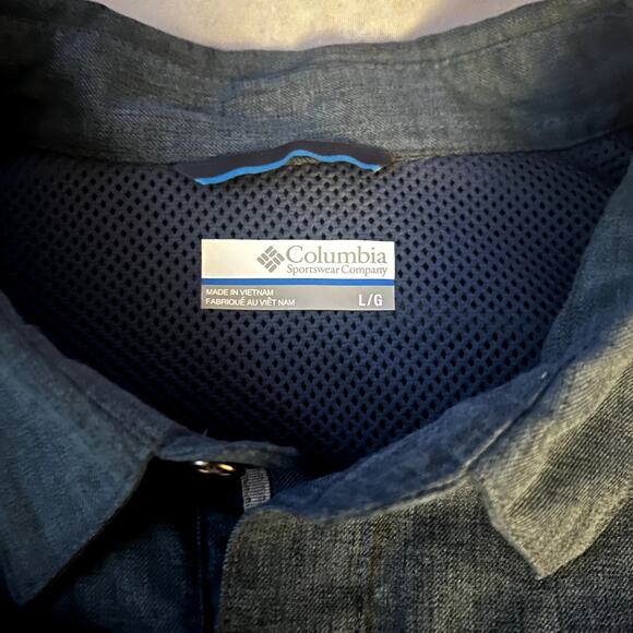 Columbia Gavin Ridge Vented Outdoors Hiking Shirt Mens L Blue Heather - Picture 6 of 8